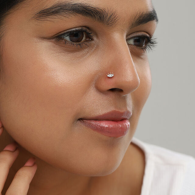 Guardian Eye Gold and Diamond Nose Pin,,hi-res image number null