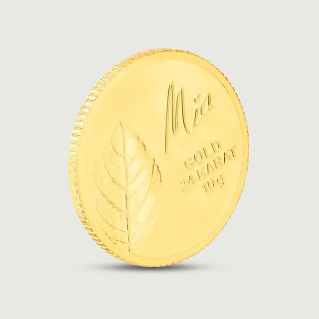 10 GM 24 Karat Tulsi Leaf Gold Coin,,hi-res image number null