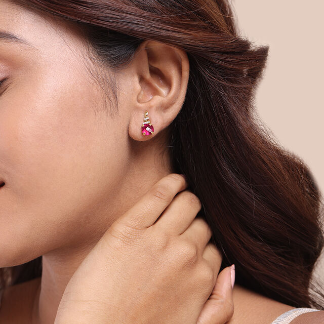 Classically Chic 14KT Ruby & Diamond Stud Earrings,,hi-res image number null