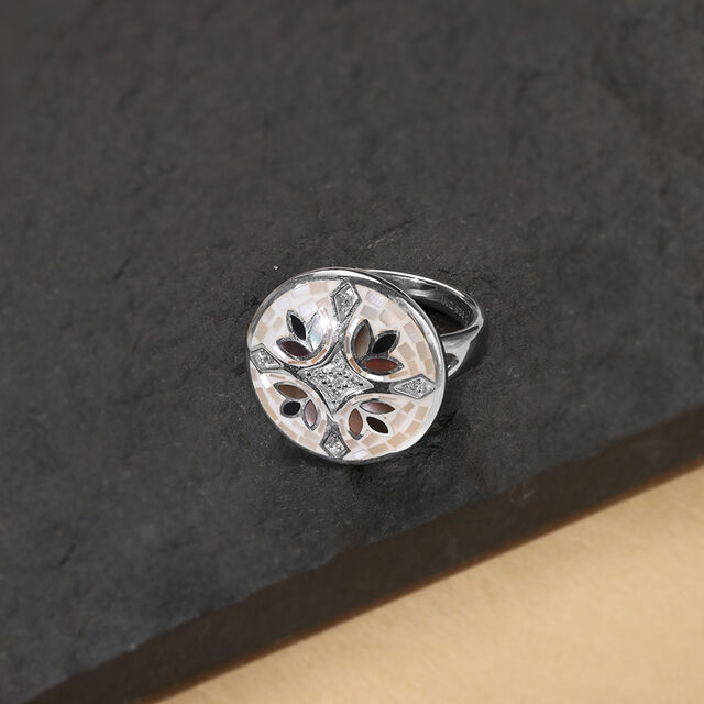 Mother of Pearl Starry Silver Ring,,hi-res image number null