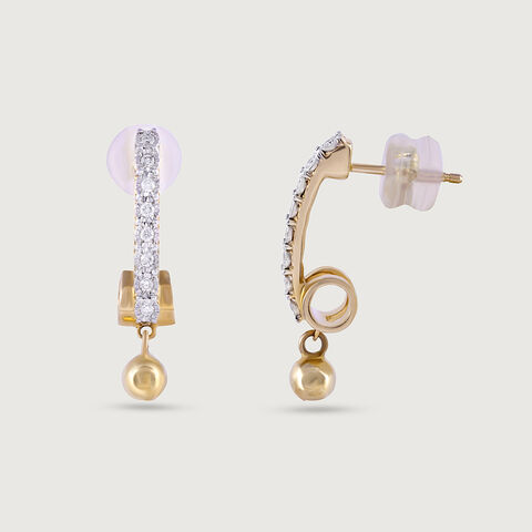 Dual Tone Gold & Diamond Drop Earrings