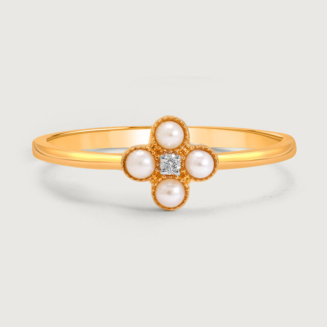 Pearl Adorned Diamond Finger Ring,,hi-res image number null