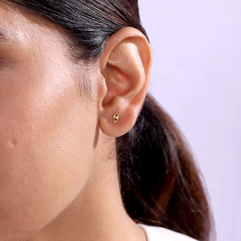 Shimmering Eye 14 Kt Gold and Diamond Stud Earrings