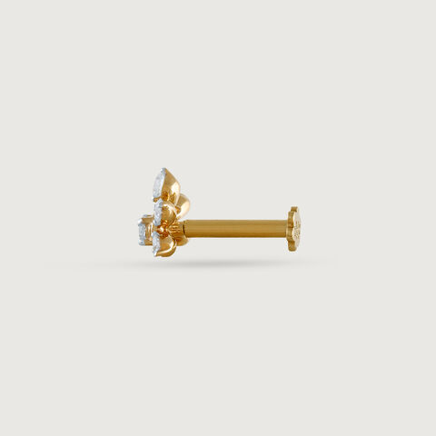 Blossoming Elegance Gold and Diamond Nose Pin