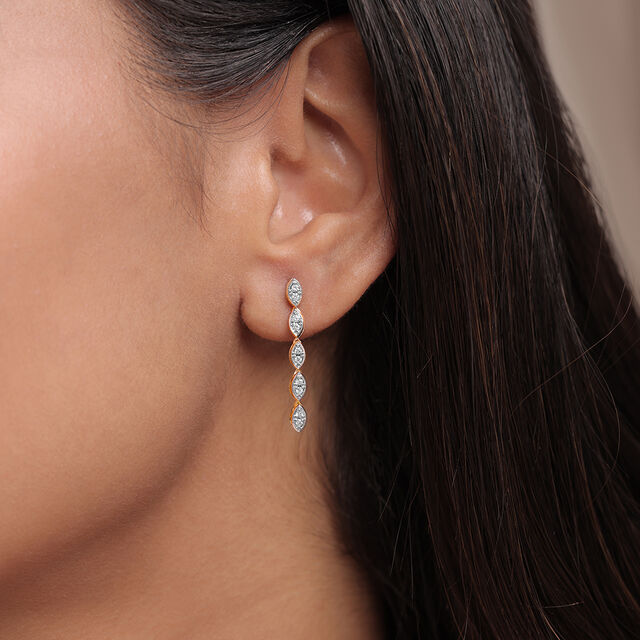 Radiant Ivy 14 Kt Gold and Diamond Drop Earrings,,hi-res image number null