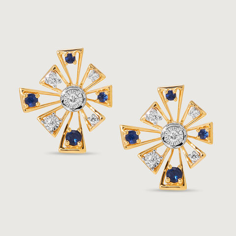 North Star Brilliance 14KT Medium Blue Sapphires Ear Stud
