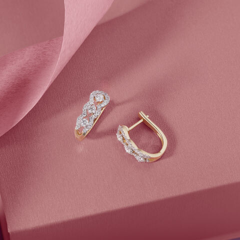 Sleek Edge Gold & Diamond Hoop Earrings