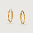 22KT Yellow Gold Radiant Beaded Hoop Earrings,,hi-res view 3