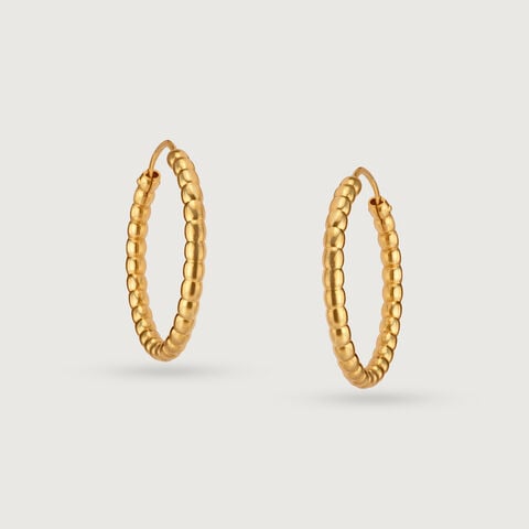 22KT Yellow Gold Radiant Beaded Hoop Earrings