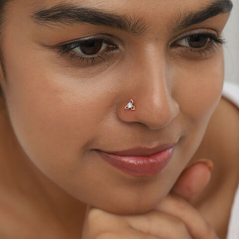 Triple Petal Gold and Diamond Nose Pin