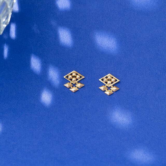 Zigzag Glamorous Gold Stud Earrings,,hi-res image number null