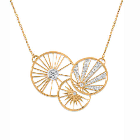 18kt Yellow Gold Sun Moon And Star Diamond Necklace