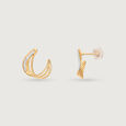 Flowing Rivulet 14 Kt Gold & Diamond Stud Earrings,,hi-res view 3