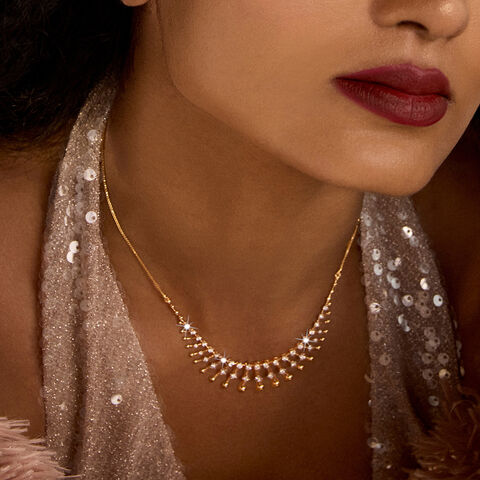 Retro Diva Gold & Diamond Necklace