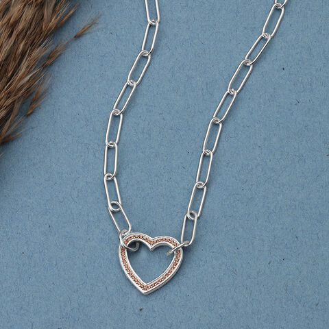 Heart Link Silver Necklace