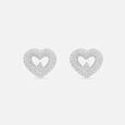 Glowing Heart Silver Stud Earrings,,hi-res view 3