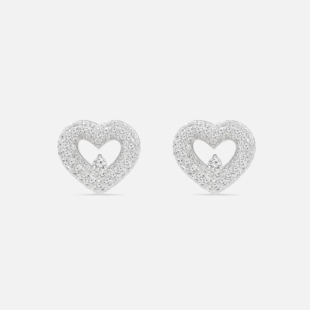Glowing Heart Silver Stud Earrings,,hi-res image number null