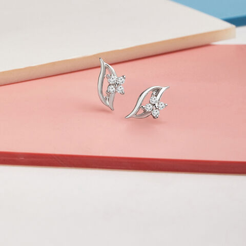 Botanical Chic Silver Stud Earrings