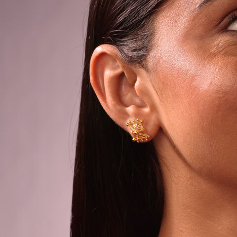 Whirls of Warli 22KT Gold Stud Earrings