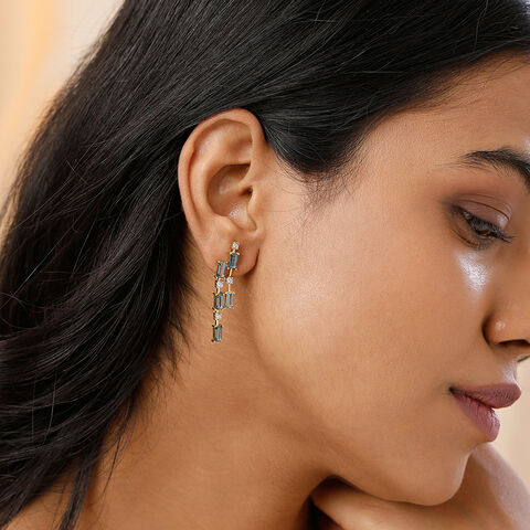 Dreamy London Blue Blaze & Diamond 14KT Drop Earrings