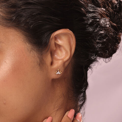 Regal Radiance 14KT Gold & Diamond Stud Earrings