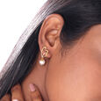 Love Sparks Pearl & Gold Drop Earrings,,hi-res view 2