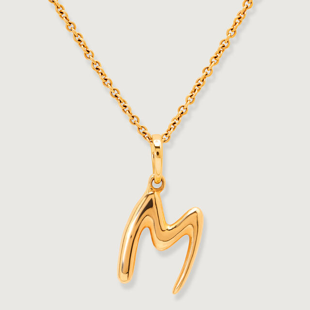 Letter Perfect 'M' Gold Pendant,,hi-res image number null