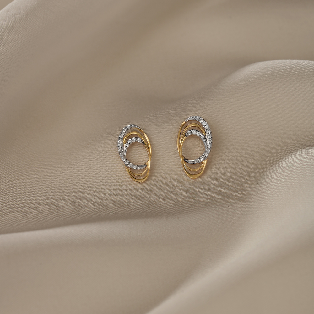 Whispering Wind 14 Kt Gold & Diamond Stud Earrings