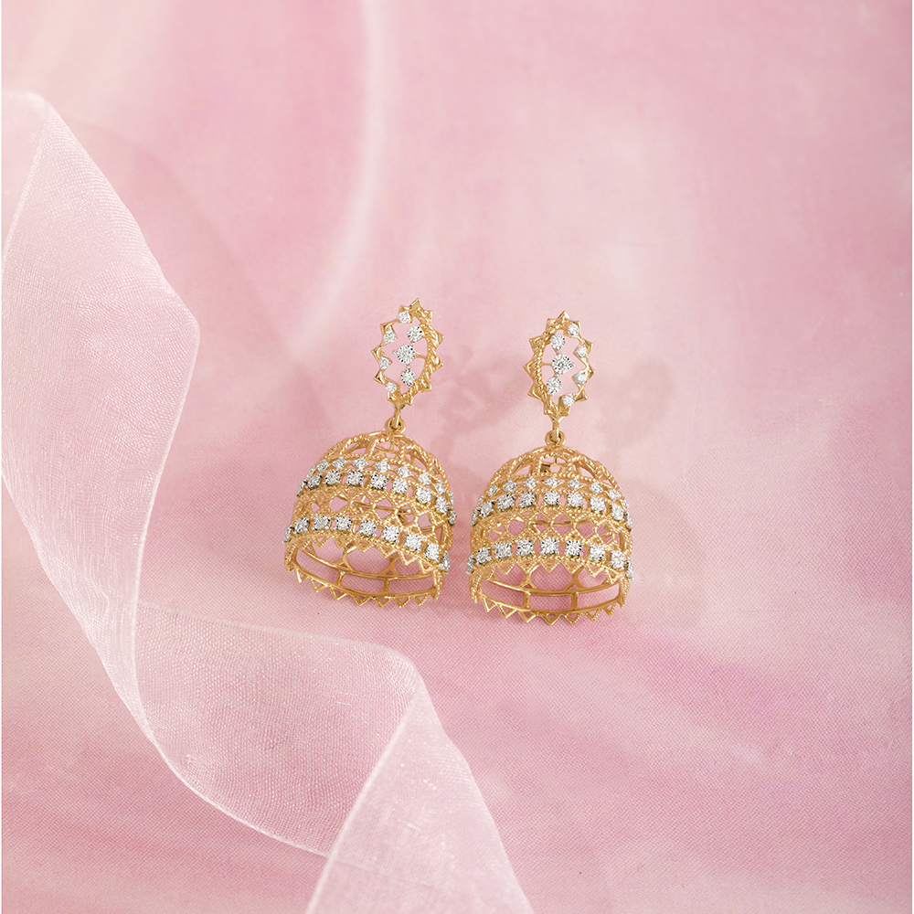 Majestic Lippan Gold & Diamond Jhumka
