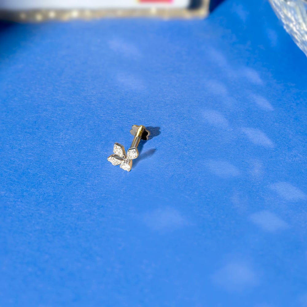 Lippan Twinkle Gold & Diamond Nose Pin