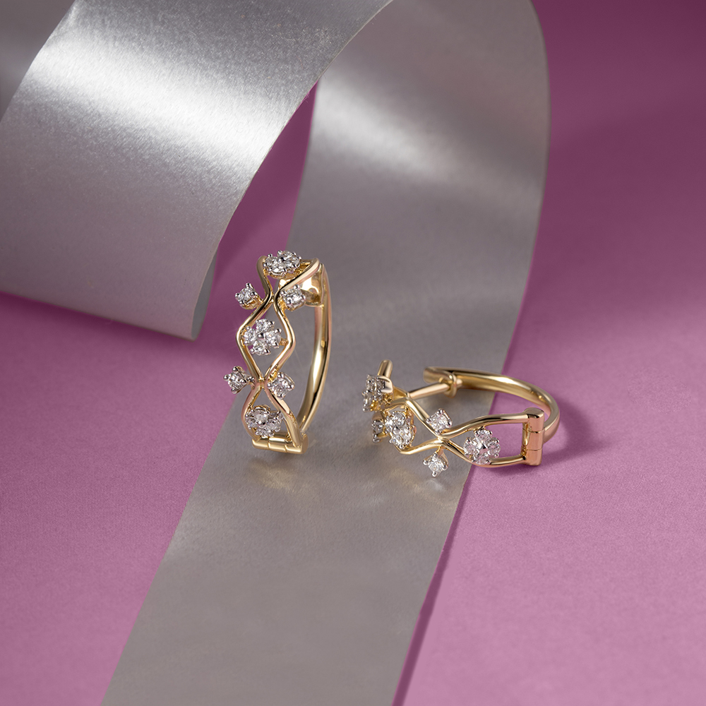 Geometric Glam Gold & Diamond Hoop Earrings