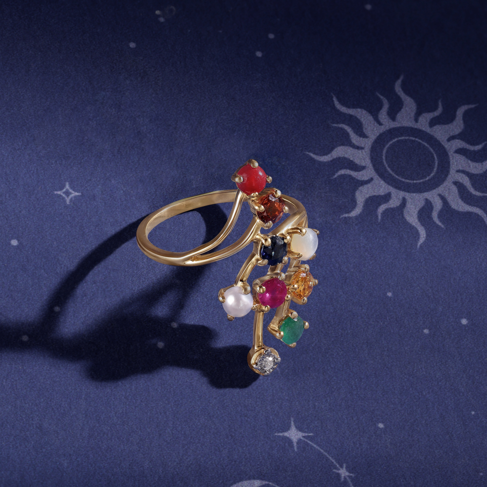 Gemstone Symphony 14KT Navaratna Finger Ring