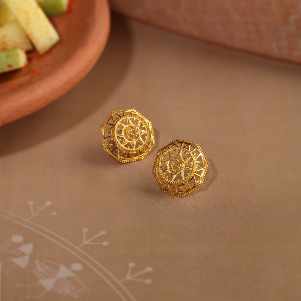 Warli Couture 22KT Gold Stud Earrings