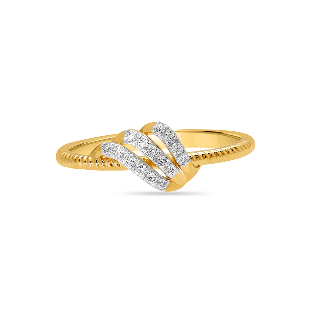 14KT Yellow Gold Triple Swirl Diamond Finger Ring