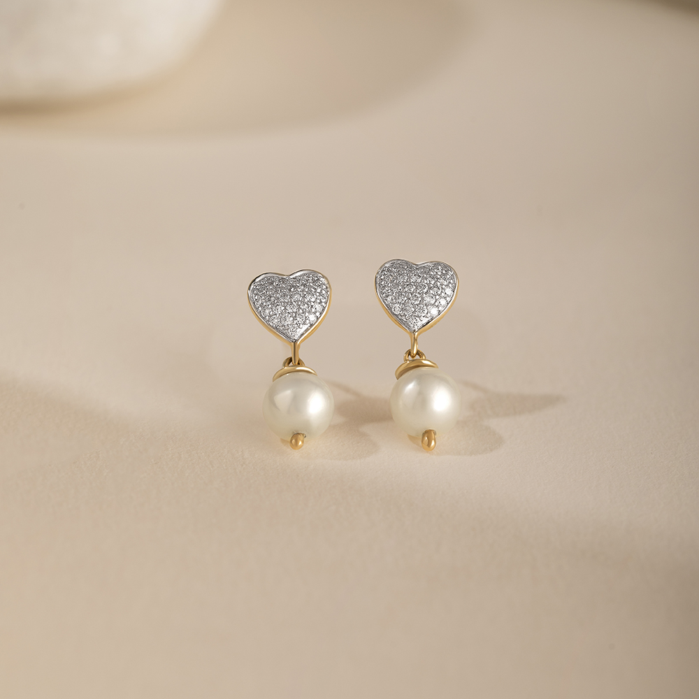 Heartfelt Harmony Gold & Diamond Drop Earrings