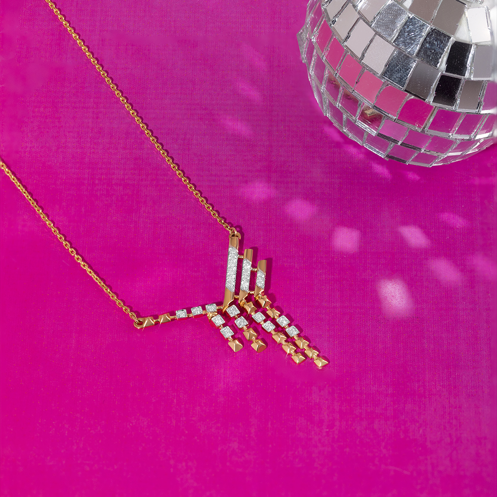 Disco Wave Gold & Diamond Necklace