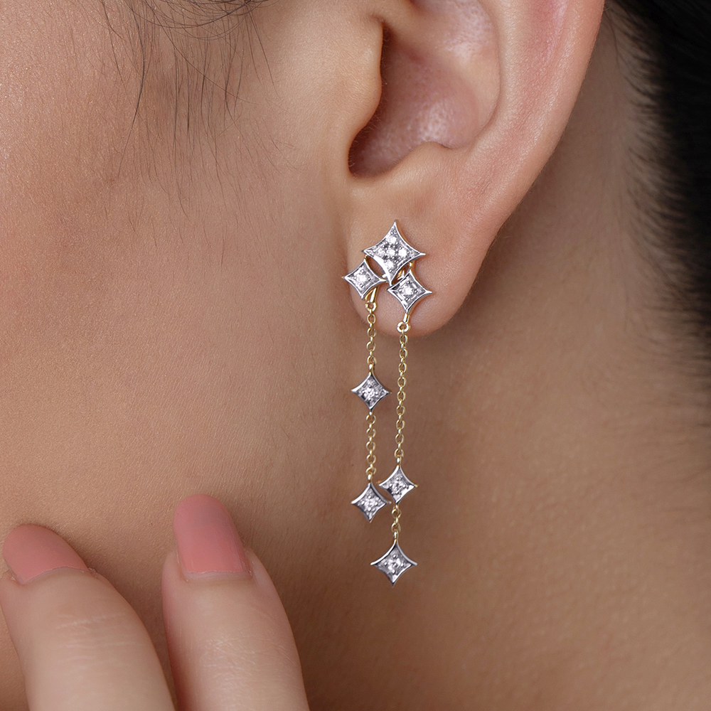 Starlit Cascade Diamond Drop Earrings