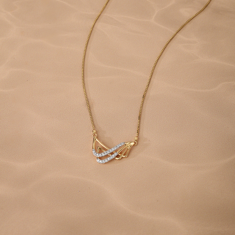 Oceans Rhythm 14 Kt Gold & Diamond Pendant with Chain