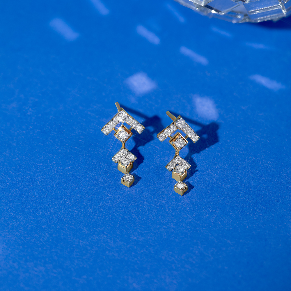 Electric Vibes Gold & Diamond Drop Earrings