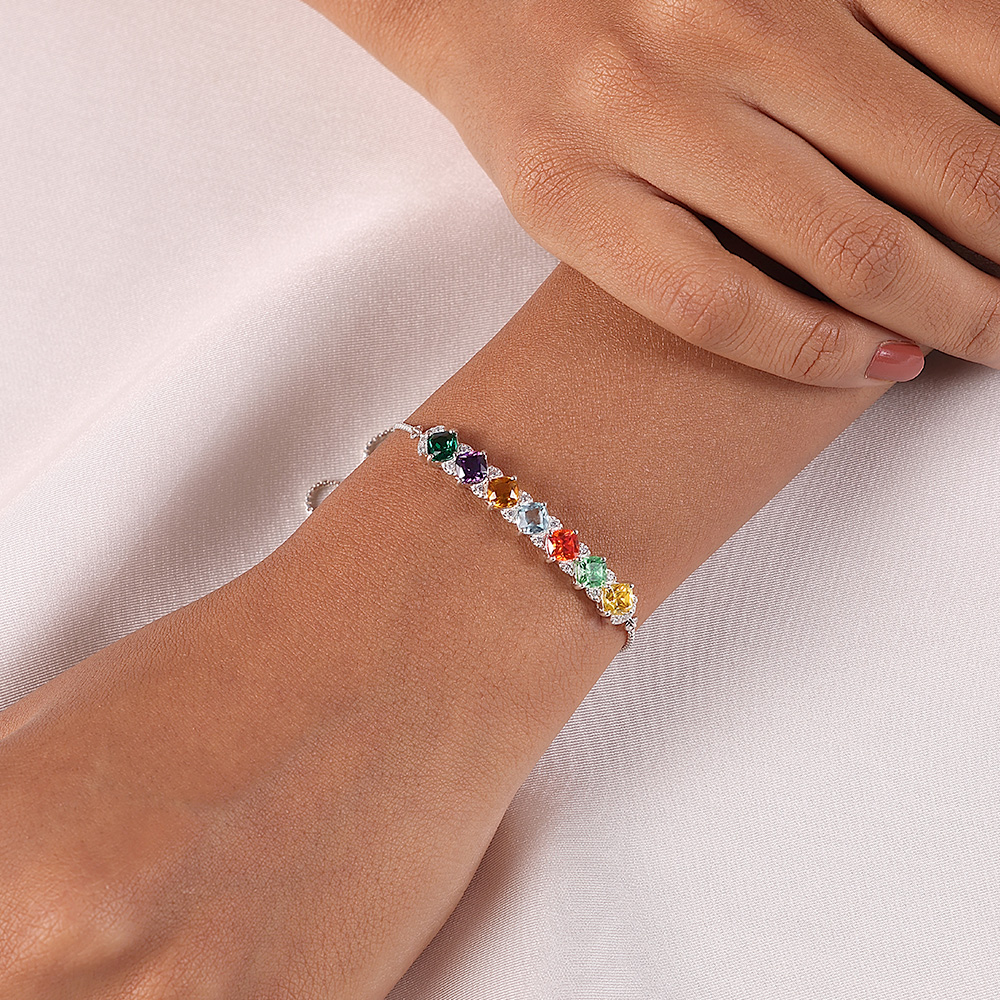 Rainbow Sparkle Multi-Coloured Silver Bracelet