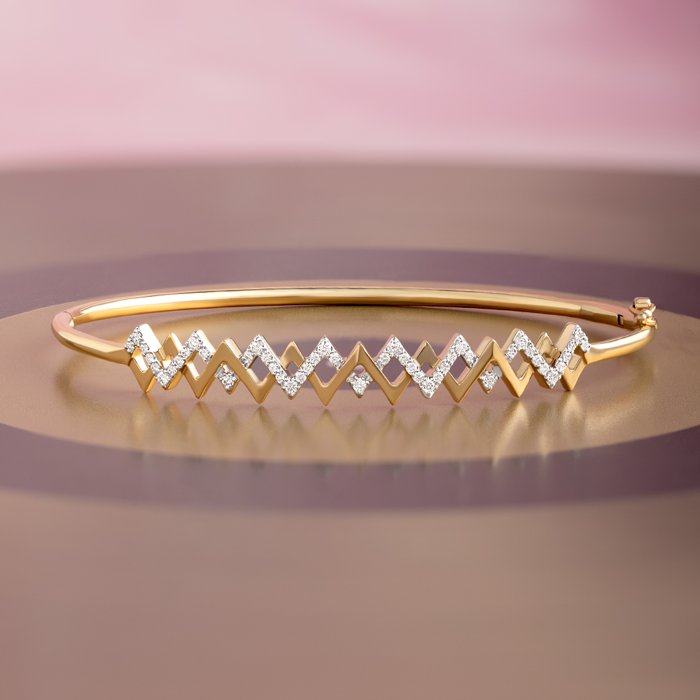 Rhythmic Twist Gold & Diamond Bangle