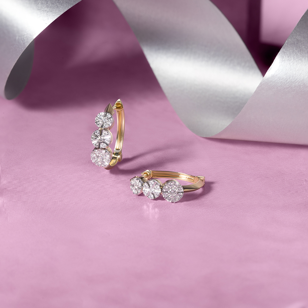 Twist Elegance Gold & Diamond Hoop Earrings