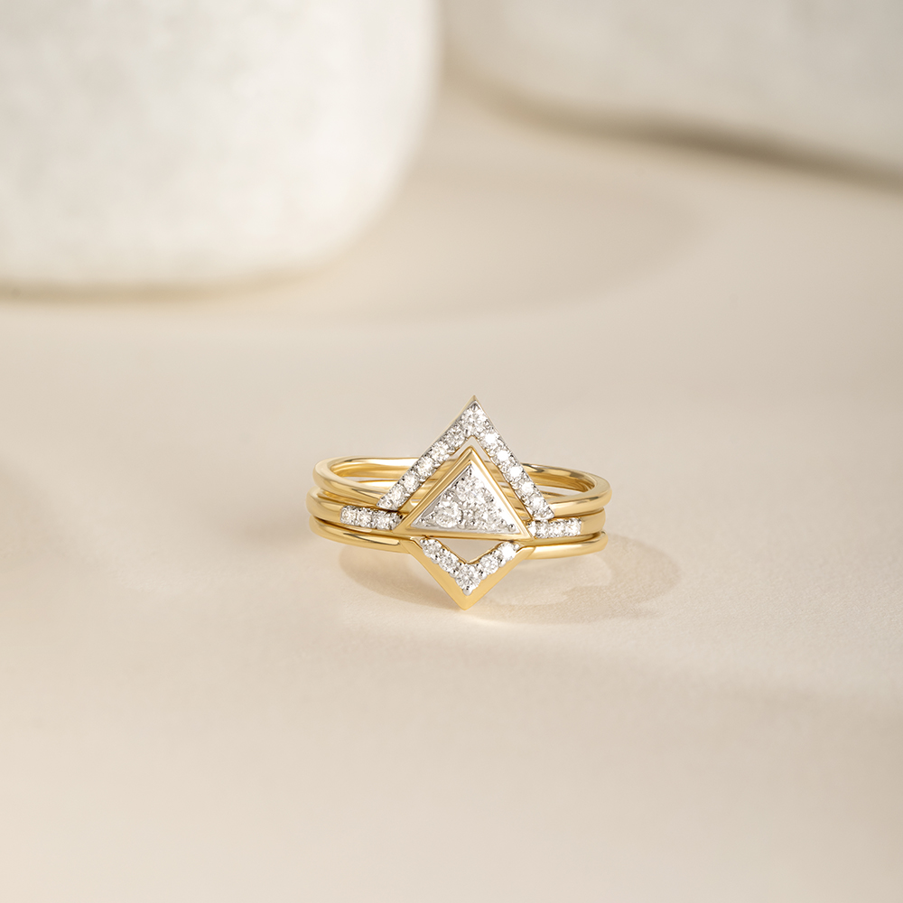 Stackable Lippan Art Gold & Diamond Finger Ring