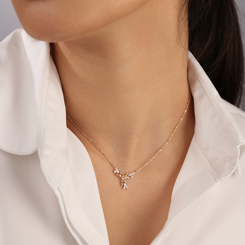 Dazzling Skyward 14KT Diamond Necklace