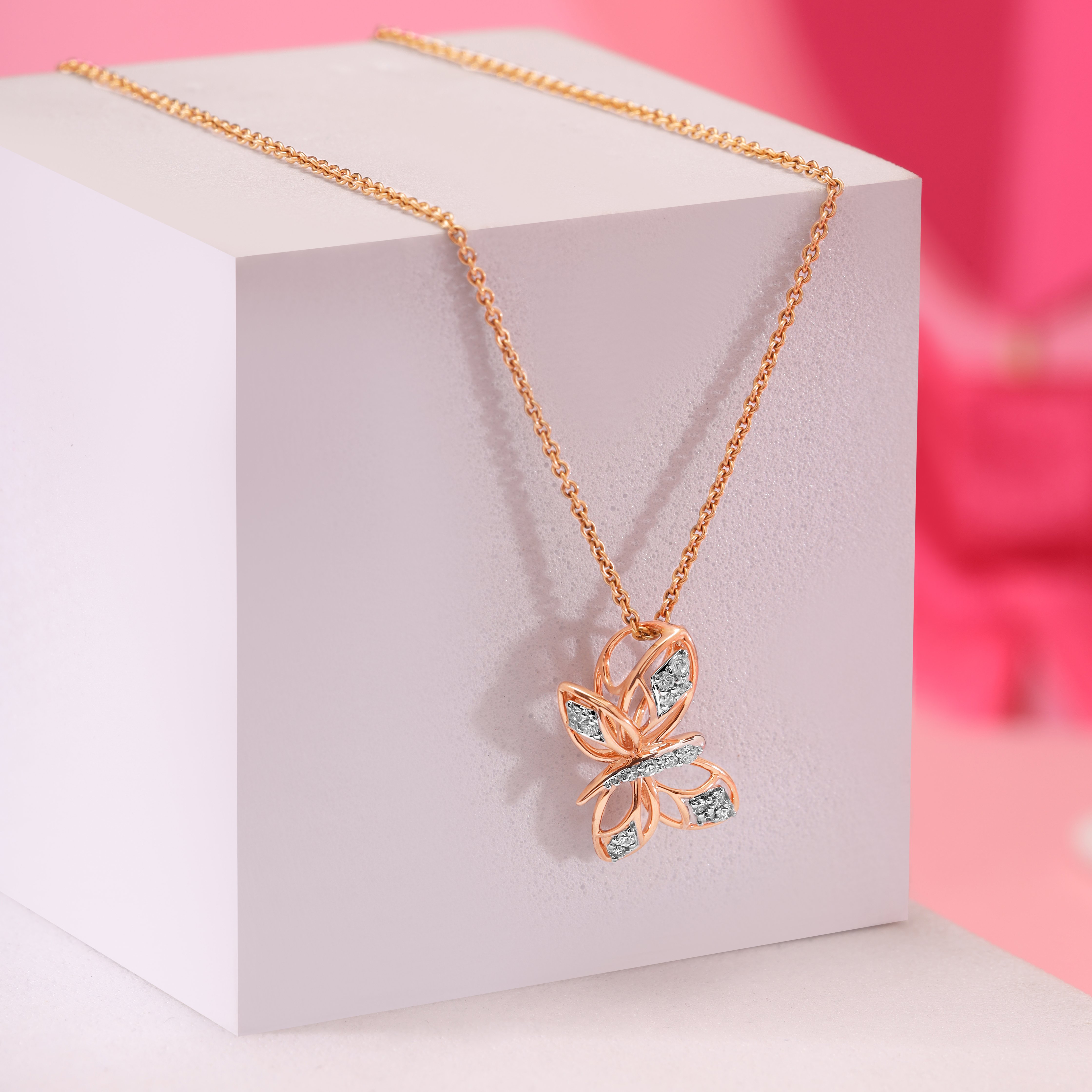 Heartful Flutter 14KT Rose Gold & Diamond Pendant