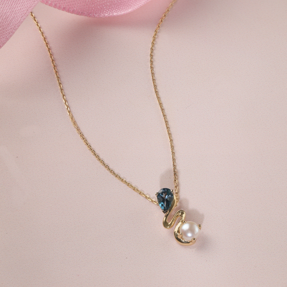 Aqua Shine Pearl & Gold Pendant