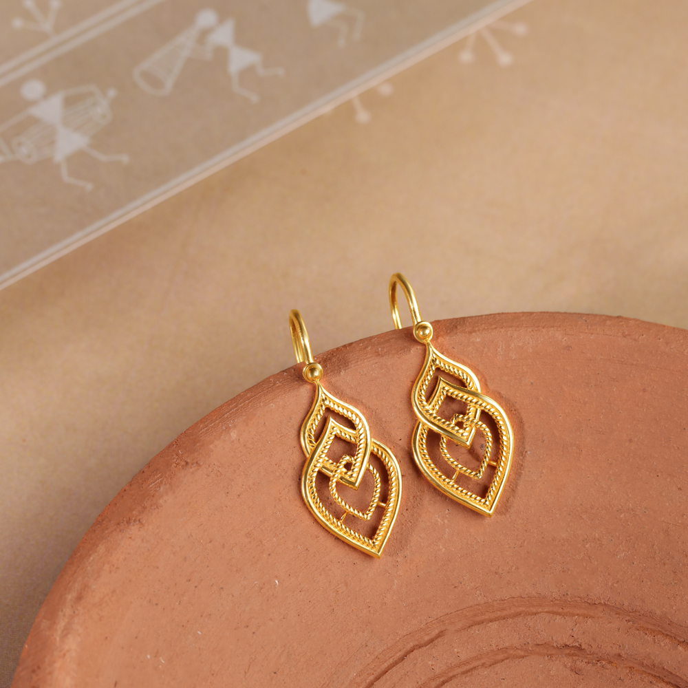 Tribal Charm 22KT Gold Drop Earrings