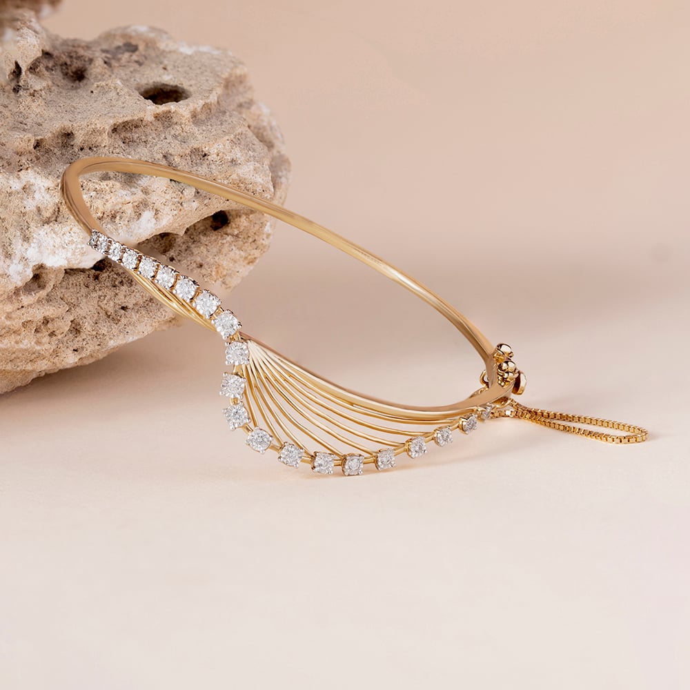 Elegant Precision Gold & Diamond Bangle