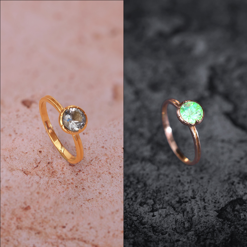 Firefly Flair 14 kt Gold & Green Amethyst Finger Ring