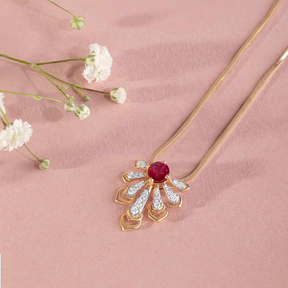Radiant Spiral Ruby & Diamond Pendant